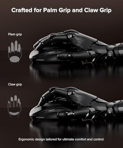 Image of KYSONA Wireless Gaming Mouse, 26000 DPI, 8K Polling Rate, Tri-Mode 2.4GHz /USB-C /Bluetooth Ergonomic Mouse with Web-driven, Ice-cooling Coating, Rechargeable Gaming Mice for Laptop /PC /Mac /Tablet, Black