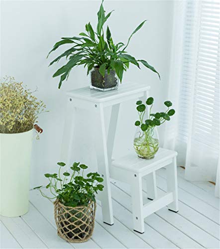 Échelle de tabouret pliant en bois massif blanc à double usage - 3