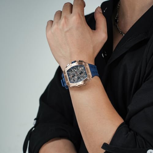 Image of TSAR BOMBA Men's Luxury Quartz Watch, Luminous Dial 5ATM Water Resistance Silicone Strap Men's Wristwatch Ideal Gift for Men