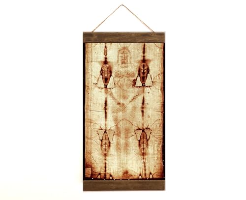 Shroud of Turin Full Body Jesus Christ Canvas Print – Holy Shroud Sacred Image Gallery Wrapped Wall Art, 8.7x16 Inches (22x41cm) – Catholic Orthodox Christian Religious Home Decor Gift, Ready to Hang