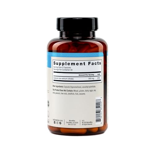 Image of NatureWise Calcium Citrate 300mg Capsules - Supplement for Bone Health - Easy to Digest & Well-Absorb - Vegan, Non-GMO, Gluten-Free - 60 Capsules[30-Day Supply]