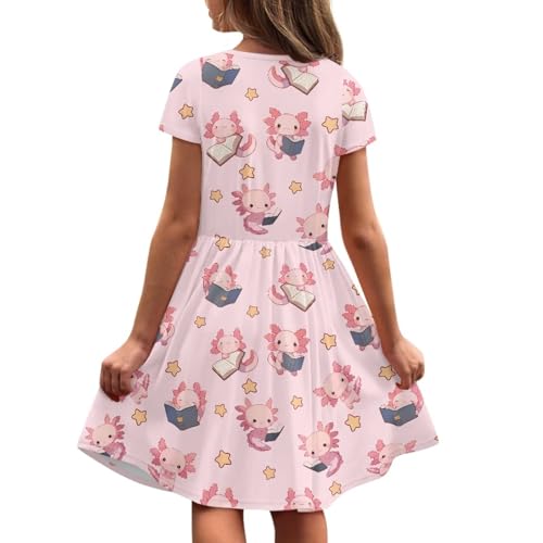 Image of Short Sleeve Dress for Girls with Pockets Cute Toddler Girl Clothes Summer 2-12