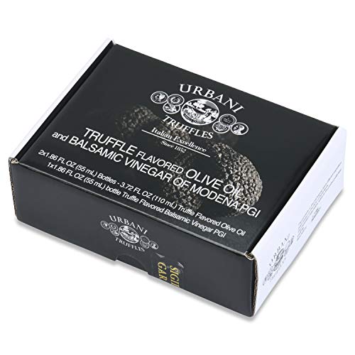 Truffle Oil Gift Box Trio: Black Truffle Oil, White Truffle Oil, White Truffle Balsamic Vinegar. Set Of 3 Oils. 55Ml - 1.86 Fl Oz Each. #TOP2