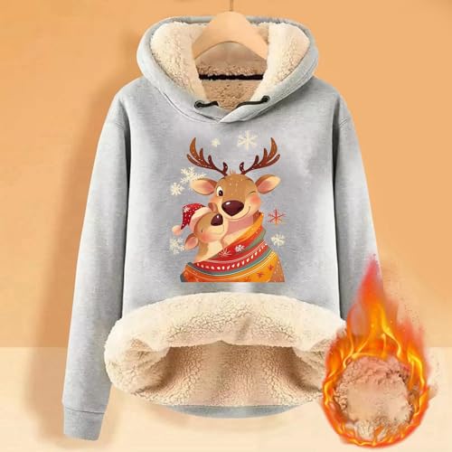 Sweat à capuche en polaire de Noël ample et chaud à manches longues - 2