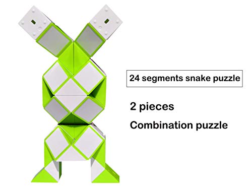 Oxe Fidget Toys Set-Stress Relief And Anti Anxiety Toys For Kids And Adults-Snake Cube Puzzle,16.5 Inch,2 Pieces (Green) #TOP4
