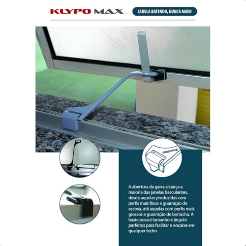 KLYPO MAX Limitador e Trava da Abertura de Janela Basculante Preto 18 cm