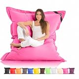 LAZY BAG Pouf géant XXL 180 x 140 cm, 400L   Chaise Confortable pour intérieur et extérieur, Salon, Balcon et Jardin (Nylon, Rose)