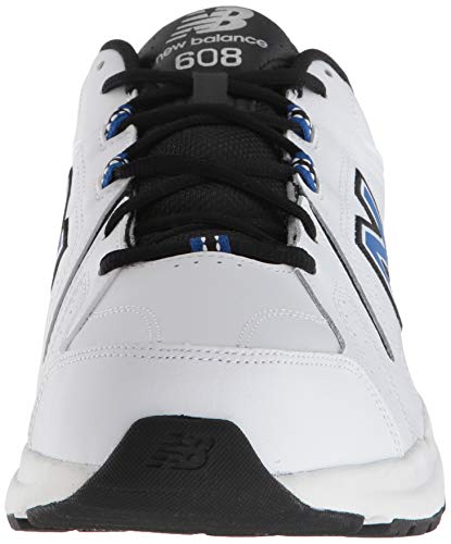 New Balance Men's 608 V5 Casual Comfort Cross Trainer, White/Team Royal, 10.5 XW US