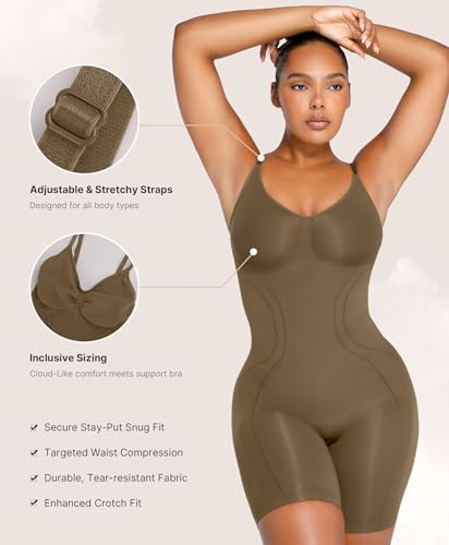 Image of SHAPELLX Shapewear Tummy Control Seamless Bodysuit Waist Trainer Mid Thigh Slim Butt Lift Body Shaper