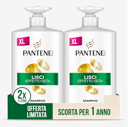 Pantene Pro-V Shampoo Lisci Effetto Seta per Capelli Crespi/Opachi 2x1000ml