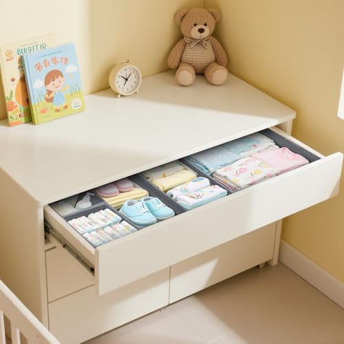 lompyeu 12 er Schubladen Organizer, Faltbare Kleiderschrank Organizer, Organizer Schublade für Unterwäsche, Kleidung, BHS, Socken, Krawatten