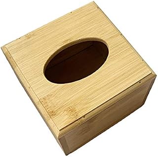 Natural Bamboo Wooden Tissue Dispenser Box Square Tissue Holder Cube Small Tissue Box Cover Napkin Holder for Table Home Office Hotel