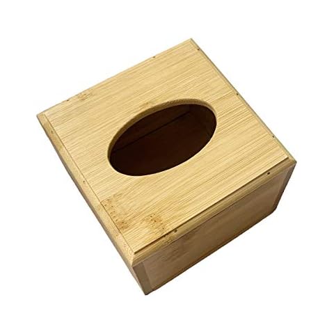 Natural Bamboo Wooden Tissue Dispenser Box Square Tissue Holder Cube Small Tissue Box Cover Napkin Holder for Table Home Office Hotel Cover
