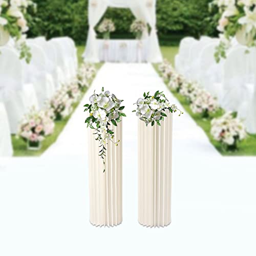 2 jarrones de columna de flores de cartón para boda, centros de mesa de cartón, centros de mesa de cartón, soporte de mesa plegable, para bodas, fiestas, jardín