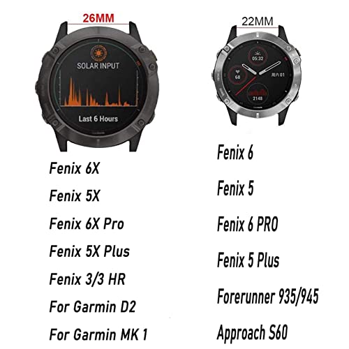 Correa de silicona de 26mm para Garmin Fenix 6X Pro y 5X 6