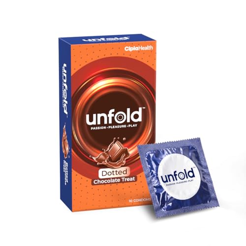 Image of Cipla UNFOLD Chocolate Dotted Condoms for Men - Flavored & Textured Latex Condoms for Extra Pleasure | Pack of 3 (10 Count Each)
