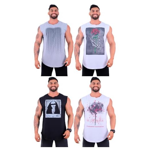 Kit 4 Regatas Machão Longline Masculina MXD Conceito Sem Manga Estampada Lazer Esporte