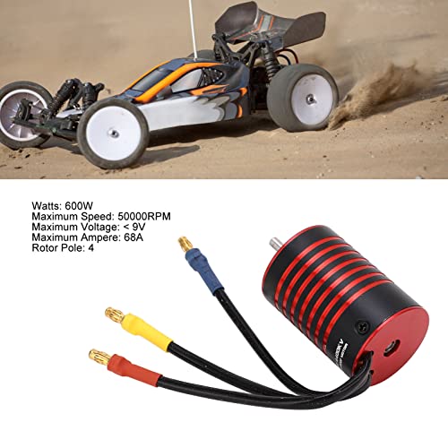 Brushless Motor RC Brushless Motor 2838 Brushless Motor, 4 Poles RC Brushless Motor 2838 Brushless Motor for 1/14 1/16 RC Car Part Black Red Propellers (4400KV)