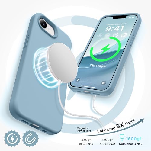 Image of GolbinBox Magnetic for iPhone 17e /16e Case, Silicone Cover, Moon Blue