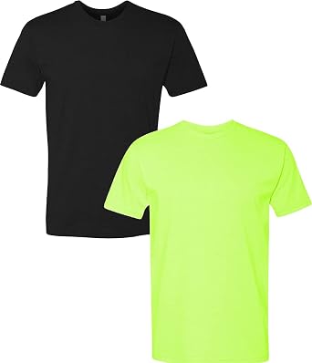 LogoUp 6210 Mens Mens CVC Tee -XL-Black/Neon Yellow
