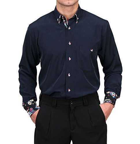 Chemise à manches longues bleu foncé coupe normale élégante homme