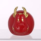 SHUIYUE Veau Céramique Rouge,Rouge Céramique Veau Tirelire en Céramique Pot d'argent De Bon Augure de Bande Dessinée Veau Ameublement Artisanat Famille Cadeaux Souvenir