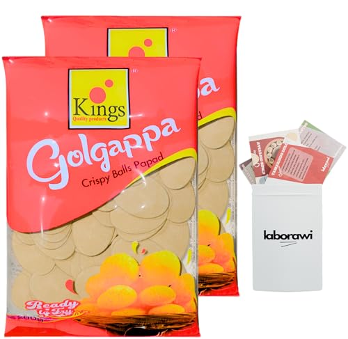 Kings Golcappa Pani Puri - [ 2 x 200g ] + Sobre Tarjeta Preparación - Original de la India - Pack Laborawi (Doble)