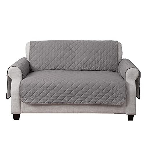 Furhaven Loveseat Slipcover Water-Resistant Reversible Two-Tone Furniture Protector Cover - Gray/Mist, Loveseat #TOP3