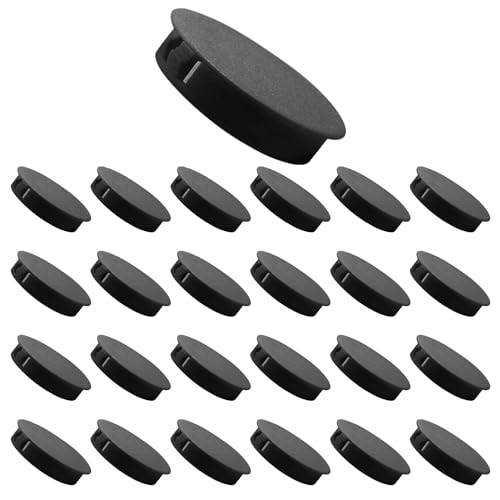 Image of 25PCS 1 Inch / 25mm Hole Plugs, Plastic Flush Type Hole Plugs Snap in Locking Hole Tube, Furniture Fencing Post Pipe Insert End Caps (Black)
