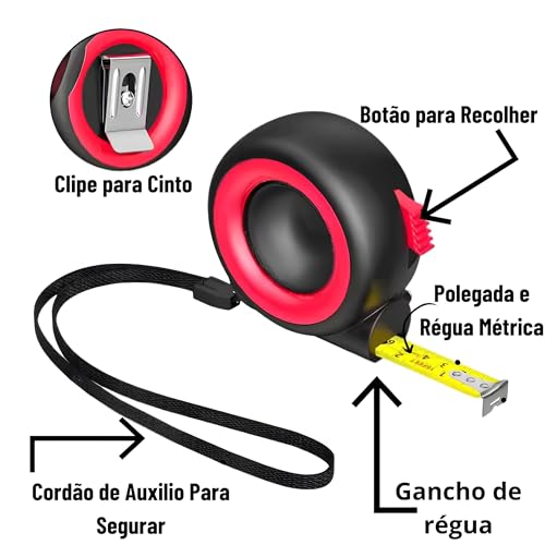 Kit 5 Trenas De Aço 5 Metros Emborrachada Com Trava De Bolso