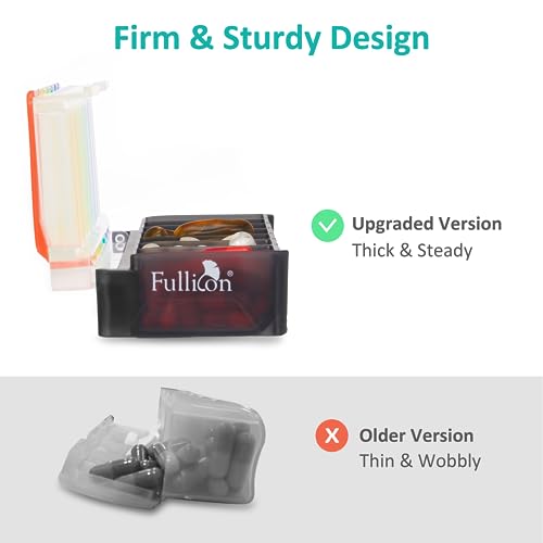 Image of Fullicon Weekly Pill Organizer 7 Day Quick Fill & Spill Proof Designed Large Pill Box with Free Labels Travel Medicine Organizer for Medicine, Vitamin, Fish Oil, Supplement (Rainbow Black Patet)