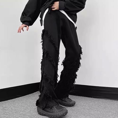 Men's Ripped Baggy Jeans Vintage Y2K Hip Hop Wide Leg Distressed Cargo Denim Pants Fit Skater3