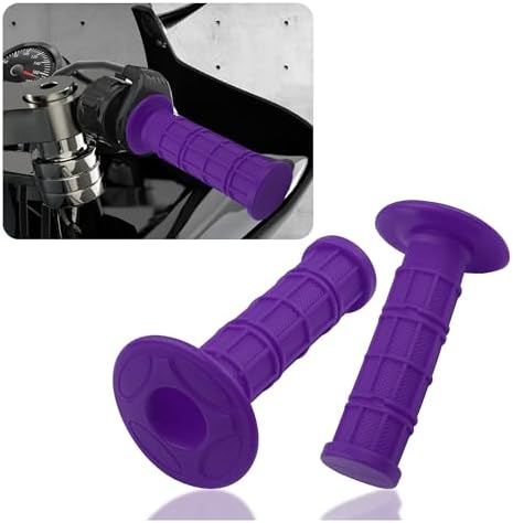 2PCS Motorcycle Grips,Anti-Slip Rubber Dirt Bike Grips with 7/8″ Left & 1″ Right Compatible with CRF KXF,Universal Motorcycle/Bike Handlebar Grips for Women & Men (Purple)