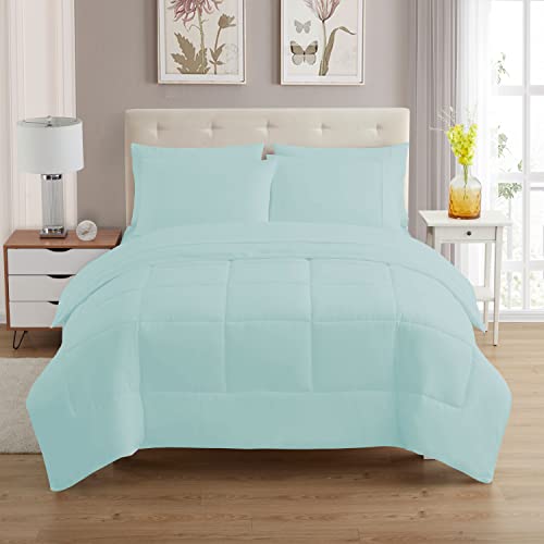 Ensemble de lit King Size turquoise anti-plis avec drap et couette douce - 3