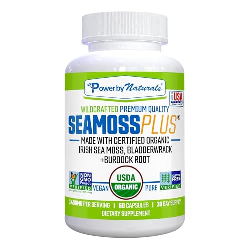 Power By Naturals SeaMoss Plus USDA Organic Capsules (60Ct)