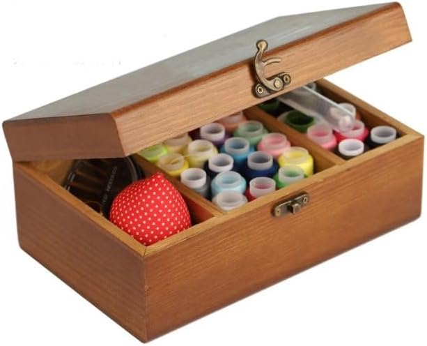 MVNOIRE Multi-Functional Sewing Kits Household Thread Needle Storage Box Tools Wooden