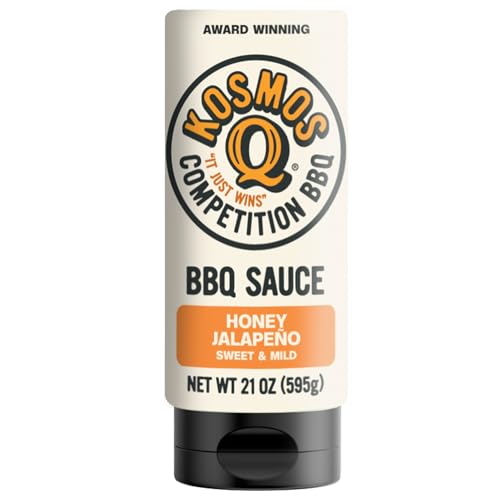 Kosmos Q Honey Jalapeno BBQ Sauce, Sweet & Spicy, 21 Oz