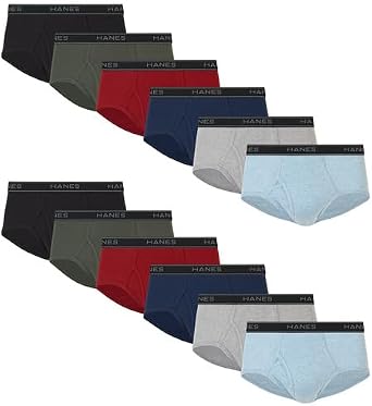 Hanes Men's Underwear Brief Pack, Dyed Cotton Briefs, Moisture-wicking Underwear for Men, Mid-rise, 12-pack Briefs pack of 12