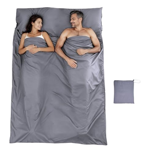Lightweight Sleeping Bag Liner Single & Double Camping Travel Sleep Sack for Backpacking Hotels & Hostels