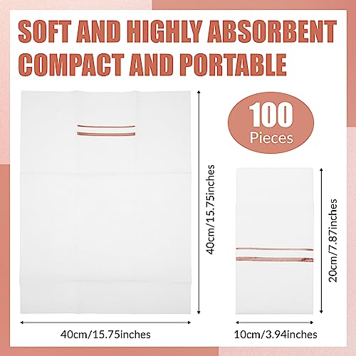 Roshtia YOU-ROSHTIA-390 Dinner Napkins Disposable Linen Feel Dinner Napkins With Built-In Flatware Pocket Gold Trim Lined Pre Folded Napkins Cloth Like Paper Napkins For Wedding Dinner Party  thumb #1