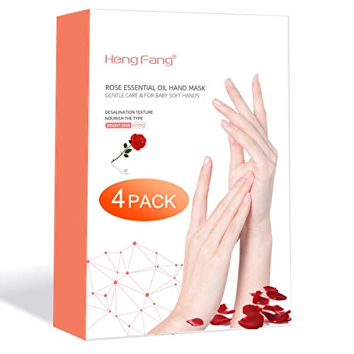 HENG FANG 4 Pair Hand Mask Moisturizing Gloves for Dry Hand Exfoliating Collagen Gloves for Hand Rough Skin Repair Natural Spa Treatment for Women Collagen Infused Gloves