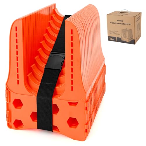 Kohree RV Sewer Hose Support 15FT, Bright Orange Heavy-Duty RV Sewer Support with Adjustable Design for Campers, Easy to Set Up, Help Dumping Quickly and Securely, Comes with Carrying Strap