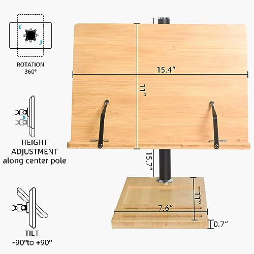 wishacc Book Stand for Reading Height Adjustable Hands Free Angle Adjustable Book Holder for Thick Books Textbook Rest (15.4 x 11 inches)