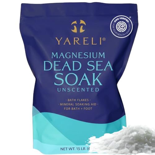 Yareli Magnesium Flakes, 15lb Dead Sea Bath Soak, Alternative to Epsom Salt