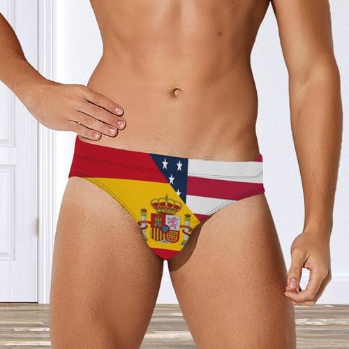 USA and Spain Flag Men's Swim Briefs Low Waist Bikini Swimsuit Underwear Beach Swimwear4