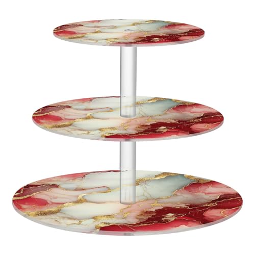 Zathe Marble Red White Transparent Acrylic Tray Spill-Proof Circulars Display Stand Store Sundries In The Entrance Hall
