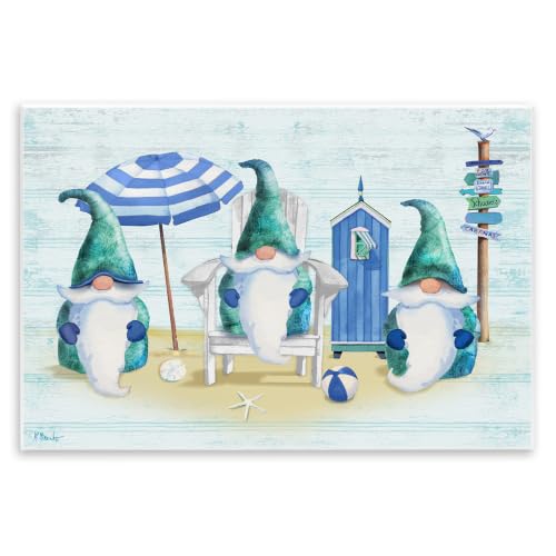 Stupell Industries Nautical Beach Gnome Trio Wood Wall Art, Design by Paul Brent
