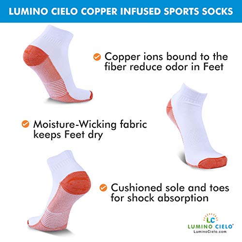 Image of Sports Socks - Copper Infused, reduces odor, Keeps Feet Dry, Arch Support, Copper Infused Anti-mirobials control odor-causing bacteria