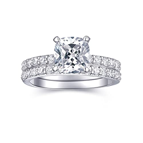 AONED Engagement Rings For Women Wedding Rings Fake Engagement Ring Set Promise Rings For Her 2 Carat 2CT Cushion Cubic Zirconia CZ Bridal Ring Sets Wedding Rings Cheap Band 2pcs, Size 7 by AONED - Used condition - US$10.61