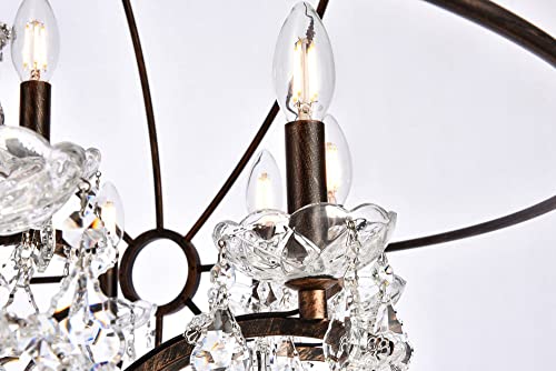 Elegant Lighting Geneva Collection 18-Light Pendant Lamp With Royal Cut Crystals, Dark Bronze Finish #TOP5